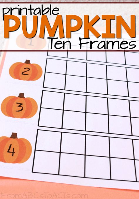 Kinder Math Centers, Ten Frames Kindergarten, Pumpkins Preschool, Ten Frame Activities, Pumpkin Math, Autumn Teaching Ideas, Fall Preschool Activities, Thanksgiving Math, Math Centers Middle School