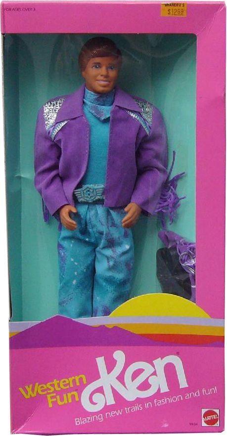 *1989 Western fun Ken doll 2 #9934 80s Barbies, Barbie Jeans, Western Barbie, Barbie And The Rockers, Barbie Ken Doll, Purple Fringe, Barbie Nostalgia, Barbie 80s, Baby Doll Set