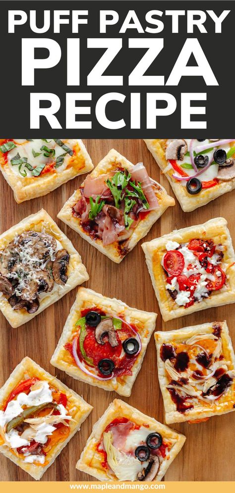 Pizza Squares, Puff Pastry Dinner, Puff Pizza, Puff Pastry Recipes Dinner, Puff Pastry Squares, Pastry Squares, Pizza Twists, Puff Pastry Recipes Savory, Italian Recipes Pasta