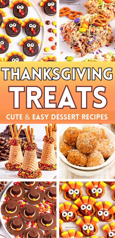 Fun Thanksgiving Treats Fun Thanksgiving Cookies, Pandowdy Recipe, Fall Bake Sale, Pumpkin Rice Krispie Treats, Thanksgiving Candy, Traditional Desserts, Peach Raspberry, Desserts For Kids, Turkey Cookies