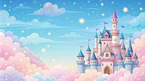 Birthday Background Landscape, Pink Birthday Background, Pink Dinosaur Background, Princess Castle Background, Pink Castle Background, Unicorn Landscape Background, Unicorn Forest Wallpaper, Unicorn Background, Background Landscape