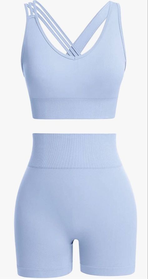 Light Blue Workout Set, Light Blue Gym Outfit, Loving Father, Gymwear Outfits, Cute Outfits With Leggings, Gym Attire, Cute Nike Outfits, Cute Workout Outfits, Fitness Wear Outfits