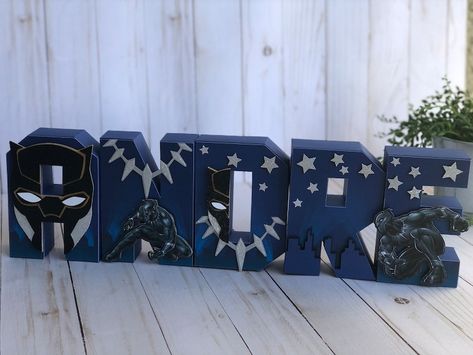 Black Panther Letters, Black Panther Room For Boys, Black Panther Room, Bday Photo Booth, Black Panther Bedroom, Super Hero Letters, Glam Apartment, Mickey Mouse Letters, Party Bedroom