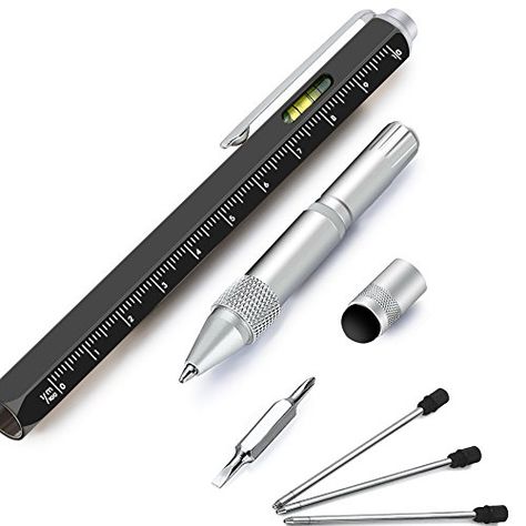 Useful Gadgets for Men, Amteker Multi Tool Pens for Mens Gifts, Touch Screen Stylus Pen, Ballpoint Pen with Scale Ruler, Spirit Level, Small Screwdriver Set, 4 The Pen Refills, Gifts for Men(Black). For product & price info go to:  https://all4hiking.com/products/useful-gadgets-for-men-amteker-multi-tool-pens-for-mens-gifts-touch-screen-stylus-pen-ballpoint-pen-with-scale-ruler-spirit-level-small-screwdriver-set-4-the-pen-refills-gifts-for-menblack/ Stocking Fillers For Men, Pink Teapot, High Tech Gadgets, Support Telephone, Christmas Gifts For Him, Pen Tool, Secret Santa Gifts, New Gadgets, Cool Gadgets