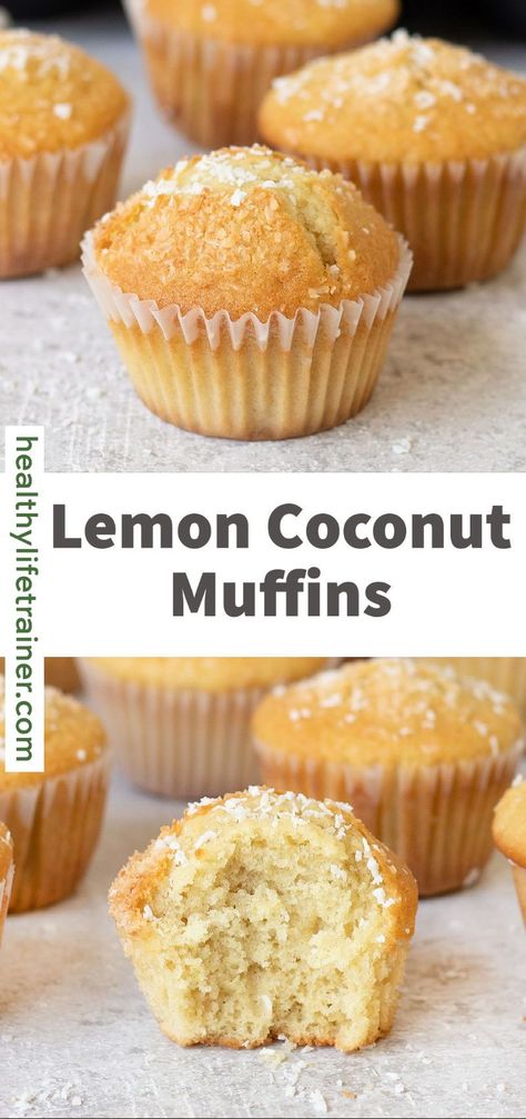 Lemon coconut muffins are one of the most delicious, moist and healthy muffin recipes. These lemon muffins offer a tangy lemony flavor directly stripped off from lemon zest and its juice. Every bite also has an undertone taste of fresh coconut with its natural flavor. #coconutmuffins #Lemonmuffins #easymuffins Cherry Muffins Recipes, Moist Muffin Recipe, Coconut Muffin Recipes, Lemon Muffin Recipes, Cherry Muffins, Muffin Flavors, Healthy Muffin, Coconut Muffins, Sweet Muffin