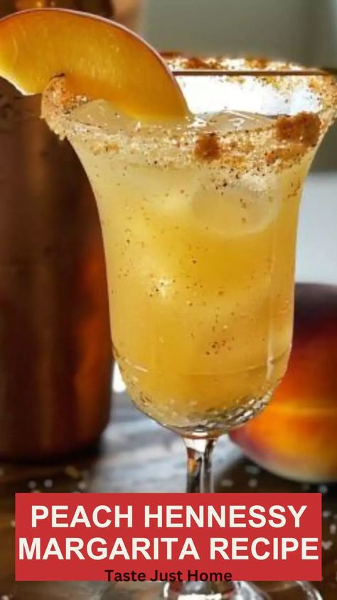 Peach Hennessy Margarita Recipe – Taste Just Home Hennessey Drink Recipes, Hennessy Margarita Recipe, Hennessy Drinks Recipes, Hennessey Drink, Hennessy Margarita, Hennessy Drinks, Peach Margarita, Peach Drinks, Bartender Drinks