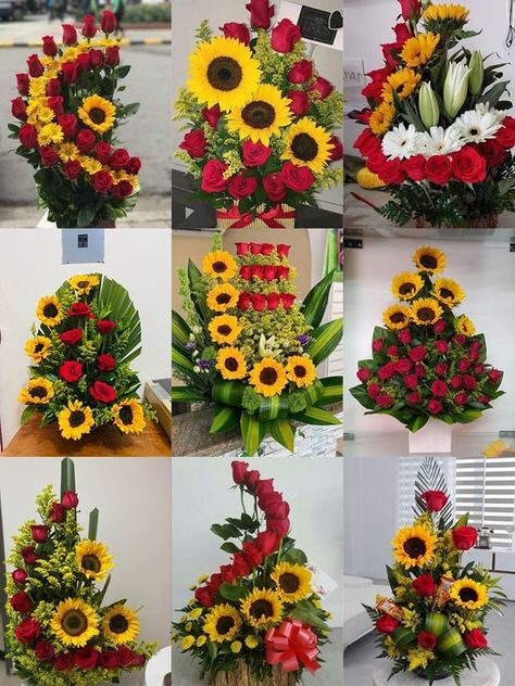 Sunflowers And Roses Arrangements, Front Porch Fence, Fence Makeover, Red Rose Bouquet Wedding, Porch Fence, Rustic Flower Arrangements, Fresh Flower Arrangement, Tropical Floral Arrangements, Tropical Flower Arrangements