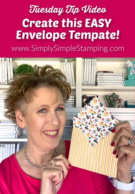 Homemade Envelopes, Simply Simple Stamping, Easy Envelope, Envelope Tutorial, Tuesday Tips, How To Make An Envelope, Stamp Tutorial, Card Making Videos, Diy Envelope