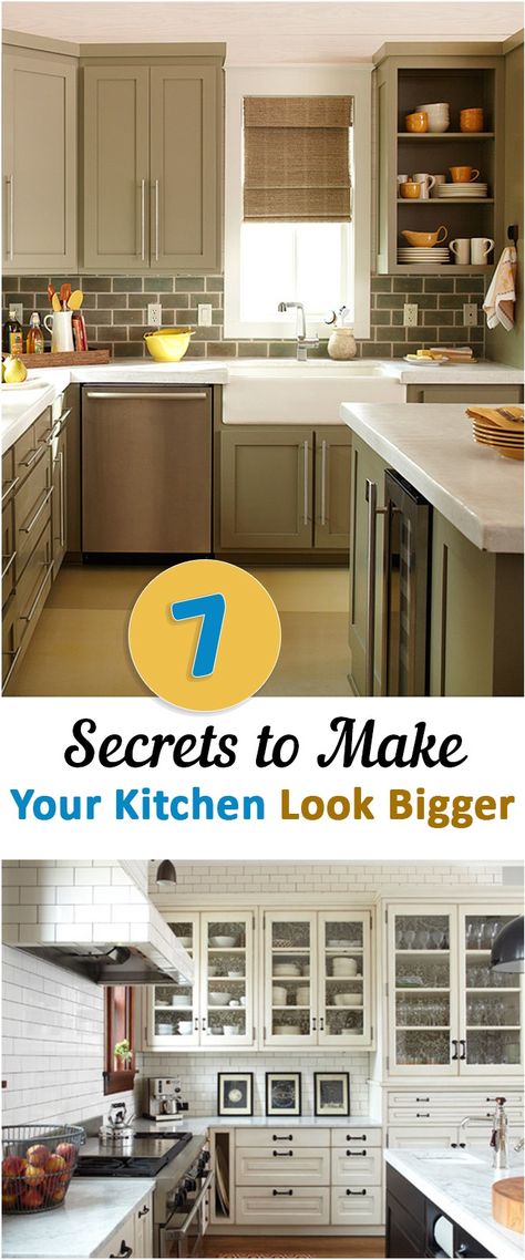 7 Secrets to Make Your Kitchen Look Bigger Make Small Kitchen Look Bigger, Make Kitchen Look Bigger, Small Kitchen Look Bigger, Cheap Kitchen Cabinets, Kitchen Improvements, Homemade Furniture, New Kitchen Cabinets, Big Kitchen, Cheap Kitchen