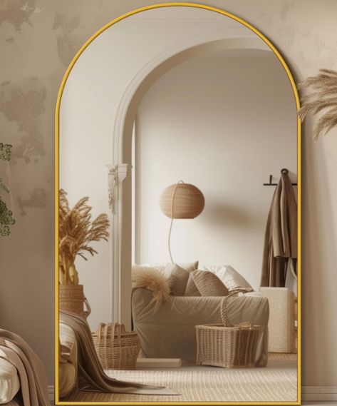 Oversized Floor Mirror, Arched Full Body Mirror with Stand Large Floor Standing Mirror, Hanging Mounted Mirror for Bedroom, Living Room Cloakroom, Gold Golden Full Length Mirror, Gold Stand Alone Mirror, Large Gold Standing Mirror, Gold Arched Mirror Full Length, Large Gold Body Mirror, Oversized Floor Mirror, Mirror With Stand, Mirror For Bedroom, Floor Standing Mirror