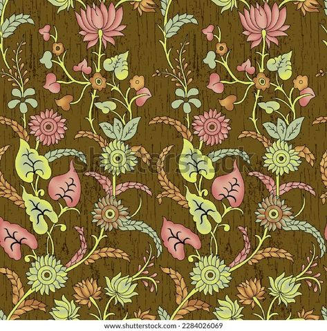 Kalamkari Allover, Kalamkari Design, Kalamkari Designs, Flower Pattern Design, All Over Pattern, Digital Borders Design, Best Motivational Quotes, Digital Flowers, Lace Border