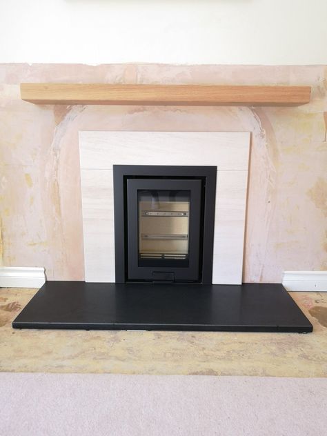 Inset Log Burners, Wood Burner Fireplace, Wood Burning Stoves Living Room, Granite Hearth, Log Burner Fireplace, Log Burner Living Room, Inset Fireplace, Inset Stoves, Lime Stone