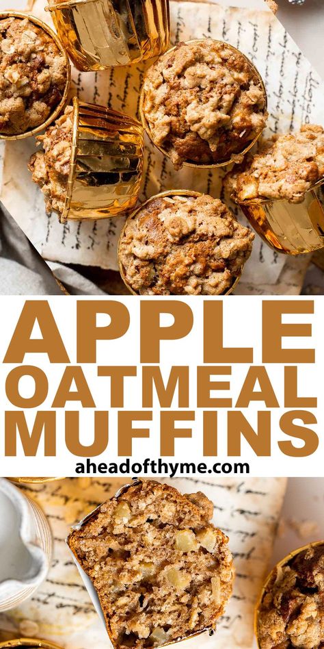 Apple Oatmeal Muffins, Muffins Blueberry, Oatmeal Muffin Recipes, Apple Recipes Healthy, Baked Apple Recipes, Muffins Breakfast, Cooking Oatmeal, Apples Cinnamon, Breakfast Prep