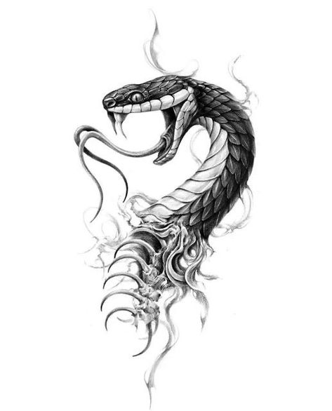 Evil Snake Tattoo, Reptile Tattoo, Cobra Tattoo, Serpent Tattoo, Snake Drawing, Shiva Tattoo Design, Snake Tattoo Design, Neck Tattoo For Guys, Spooky Tattoos