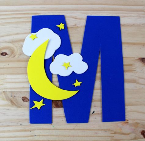 This letter M craft with printable template is part of the Crayons & Cravings blog's letter of the week craft series. Letter M Craft, Kids Crafts Letters, Letter M Crafts, Letter M Activities, Moon Craft, Preschool Letter Crafts, Alphabet Crafts Preschool, Abc Crafts, Alphabet Letter Crafts