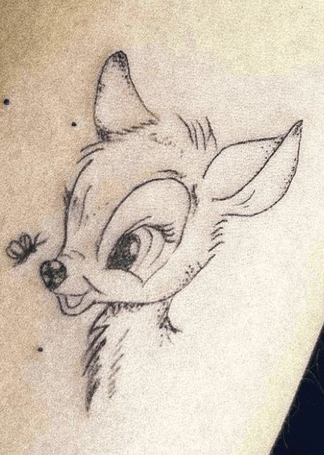 Bambi Tattoo, Rosary Tattoo, Disney Tattoo, Cute Tiny Tattoos, Leg Tattoo, Disney Tattoos, Raising Kids, Tiny Tattoos, Leg Tattoos