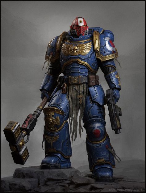 Warhammer 40k Ultramarine, DAVID MASSON SAN GABRIEL on ArtStation at https://www.artstation.com/artwork/9EWbDN Space Marine 40k Art, Primaris Space Marine Art, Warhammer 40k Armor Concept Art, Space Marine Concept Art, Warhammer 40k Concept Art, Ultra Marines 40k, Warhammer 40000 Art, Spacemarines 40k, Warhammer 40k Armor