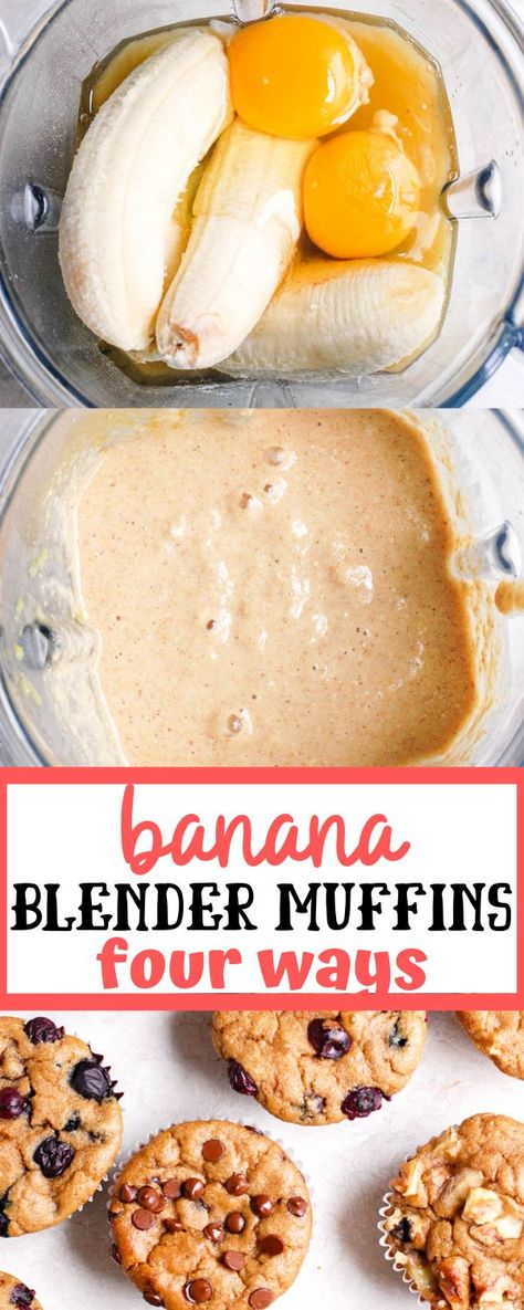 Blender Muffin, Cinnamon Healthy, Blender Muffins, Muffins Healthy, Banana Walnut, Healthy Blueberry, Healthy Banana, Blender Recipes, Cinnamon Banana