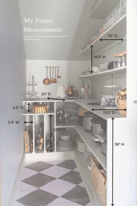 Kitchen Pantry Design Walk In Storage, Pantry Open Shelving Ideas, Small Walk In Pantry Dimensions, Butlers Pantry Dimensions, Pantry Design Ideas Walk In, Pantry Measurements, Staircase Pantry, Pantry Design Walk In, Walk In Pantry Dimensions