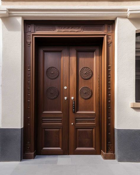 50+ Spectacular Wooden Door Designs for a Grand Entryway • 333+ Images • [ArtFacade] Palace Door Design, Main Door Wood Carving Designs, Wooden Double Door Design Entrance Front Entry, Wooden Double Front Doors Entrance, Main Double Door Design Wood, Wooden Double Front Doors, Wooden Joinery, Pintu Ganda, Carved Wood Door