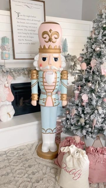 Natal, Walmart Painted Nutcracker, Repaint Nutcracker, Holiday Time Nutcracker, Pink And Green Nutcracker, Repainting Nutcrackers, Painted Christmas Tree Ideas, Nutcracker Painting On Wood, Painting Nutcrackers Diy