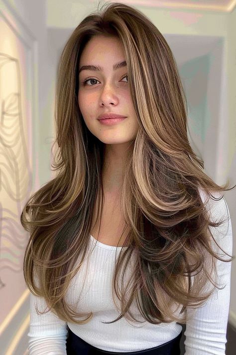 Hire Cut Women, Volume Haircut, Chubby Face Haircuts, Hairstyle For Long Hair, Chubby Face, Hairstyle For Chubby Face, Brown Hair Looks, Latest Haircuts, Straight Hair Cuts