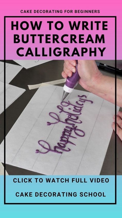 How to write buttercream calligraphy | Cake decorating for beginners, Cake writing, Write name on cake Icing Writing Tips, How To Write With Frosting, Buttercream Writing On Cake, Cake Writing Tutorial, Cake Writing Icing Recipes, How To Write On Cakes Tutorials, Cake Writing Tips, How To Write On Cakes With Icing, Writing With Buttercream