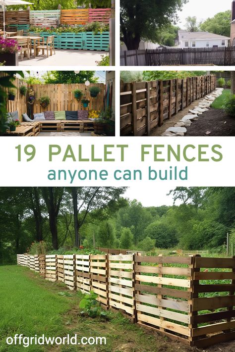 Cheapest Fence Ideas, Inexpensive Privacy Fence Ideas, Pallet Fence Ideas, Pallet Fences, Pallet Fence Diy, Wood Pallet Fence, Diy Backyard Fence, Diy Privacy Fence, Outdoor Pallet Projects