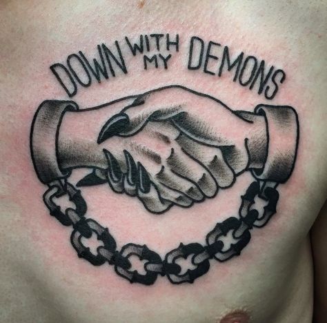 Down with my Demons Demon Hand Tattoo, Down With My Demons, Acab Tattoo, Hand Tattoo Ideas, Browning Tattoo, My Demons, Devil Tattoo, Demon Tattoo, Tattoo Templates