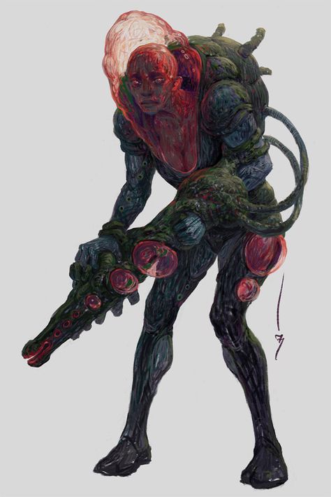 ArtStation - Invader, Dmitry Skolzki Sci Fi Monster Concept Art, Horror Robot, Scorn Concept Art, Bio Punk, Alien Monster, Alien Concept Art Character Design, Human Mutant Monster, Insectoid Alien Character Design, Worm Monster Concept Art