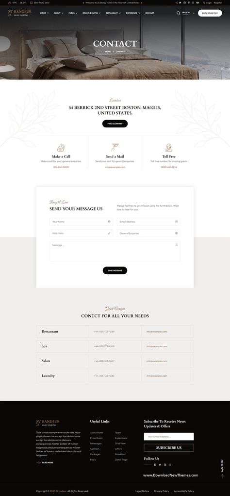 Grandeur - Hotel Booking WordPress Theme Contact Web Page Design, Website Contact Us Page, Contact Form Design Website, Contact Website Design, Contact Us Page Design Website, Contact Us Ui Design, Contact Us Website Design, Website About Us Page, Contact Page Web Design