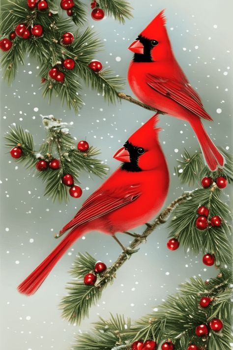 Christmas Animals Wallpaper, Cardinal Christmas Tree Ideas, Cardinal Images, Red Cardinal Painting, Cardinal Drawing, Cardinal Pictures, Cardinal Birds Art, Bird Painting Acrylic, Cardinal Painting