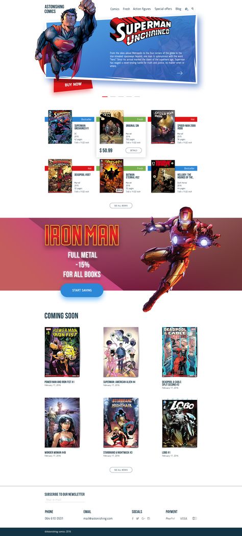 Comics shop home page by tubik studio Comic Book Website Design, Comic Website Design, Comic Website, Moving Wall, Presentation Slides Design, Slides Design, Design Comics, Website Builder Free, Comic Book Store