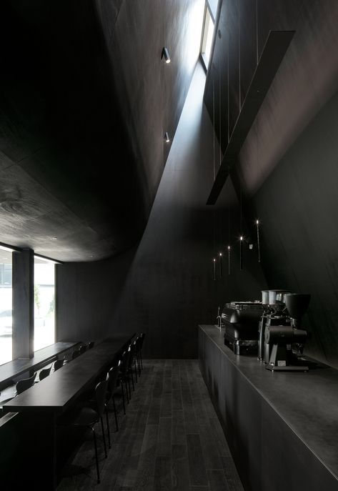 Gallery of Juun.J Flagship Store / WGNB - 2 High Gloss Floors, Black Architecture, In Praise Of Shadows, Black Building, Juun J, Black Curtains, Brutalism, Flagship Store, 인테리어 디자인