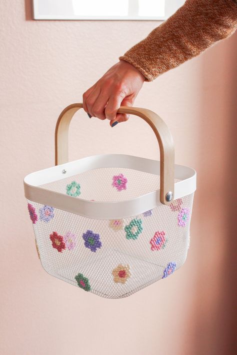 Ikea Risatorp Basket Ideas, Risatorp Basket Ikea Hacks, Risatorp Ikea, Ikea Risatorp, Ikea Basket, Knitting Kids, Spring Easter Basket, Basket Makeover, Ikea Ideas