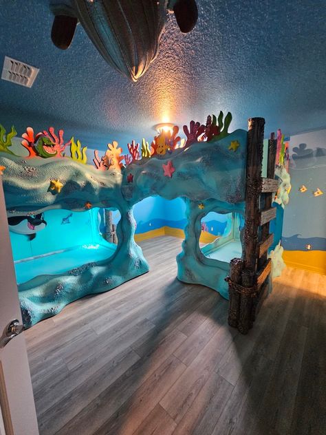 Awesome Beds For Kids, Underwater Theme Room, Themed Bunk Beds, Castle Beds For Kids, Crazy Beds For Kids, Boys Disney Themed Bedroom, Toys Story Room, Vacation Home Kids Bedroom Furniture, Under Water Bedroom Theme