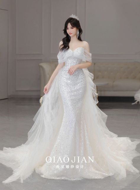 Ethereal Wedding Dress Goddesses, Asian Prom Dress, Wedding Dresses Korean, Korean Wedding Dress, Bride Dress Simple, Chinese Wedding Dress, White Ball Gowns, Pretty Quinceanera Dresses, Gowns Dresses Elegant