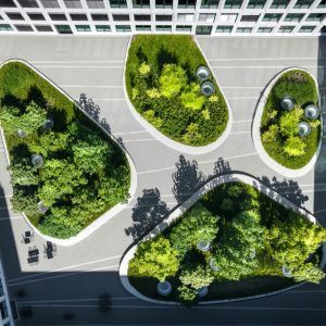 Subtropical Islands for Karlsruhe « Landscape Architecture Platform | Landezine Landscape Plaza, Karlsruhe Germany, Urbanism Architecture, Headquarters Building, Interior Courtyard, Podium Design, Landscape Stairs, Landscape And Urbanism Architecture, Underground Parking