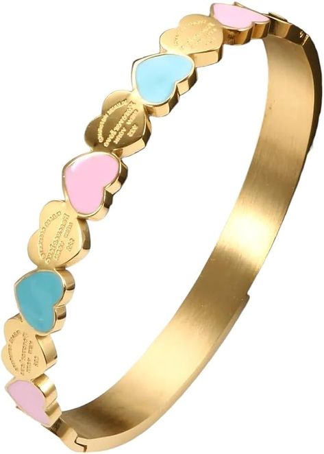 Amazon.com: New 2024 Cute Love Heart Gold Plating Staiess Steel Lucky Cuff Bangles Women Girls Wedding Party Charm Bangles Jewelry Gift Fashion Accessories: Clothing, Shoes & Jewelry Girly Bracelets, Cute Love Heart, Charm Bangles, Charm Bangle, Accessories Clothing, Bangles Jewelry, Cuff Bangles, Cute Jewelry, Gold Plating