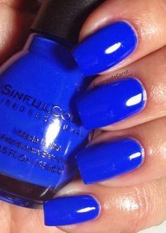 Bright Blue Nails, Sinful Colors Nail Polish, Pretty Nail Polish, Sinful Colors, Blue Nail Polish, Blue Nail, Colorful Nail Designs, Nail Polish Collection, Nail Varnish