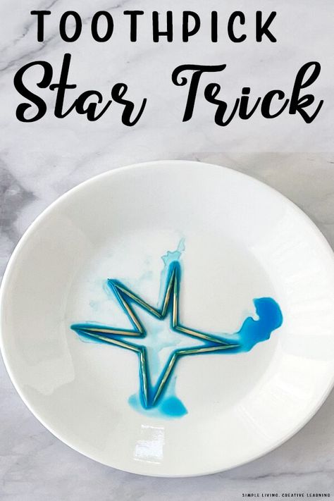 This cool toothpick star experiment is so much fun for young children as they watch the bent toothpicks glide along, forming a star right before their eyes. Star Experiment, Toothpick Star, Egg Experiments, Stewed Pork, Fun Stem Activities, Study Craft, Christmas In Australia, The Checklist, Alphabet Pictures