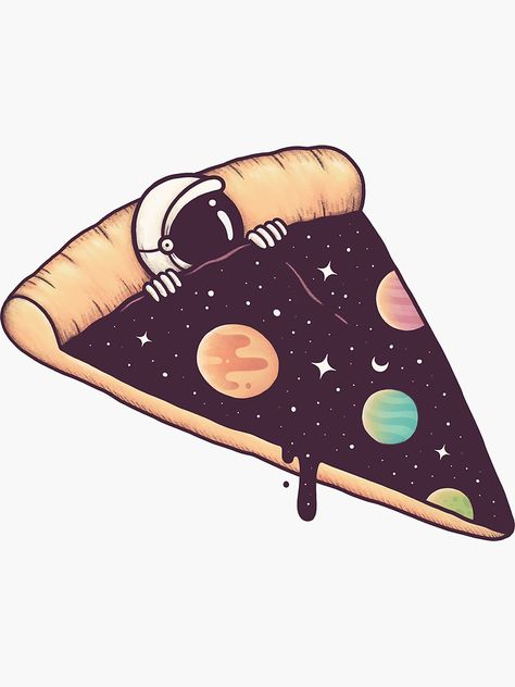 "Galactic Deliciousness" Sticker by buko | Redbubble Planets, Pizza, Pizzas