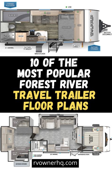 Forest River Travel Trailer, Travel Trailer Floor Plans, Rv Floor Plans, Forest River Rv, Rv Living Full Time, River Park, Park Models, Forest River, Mini Kitchen