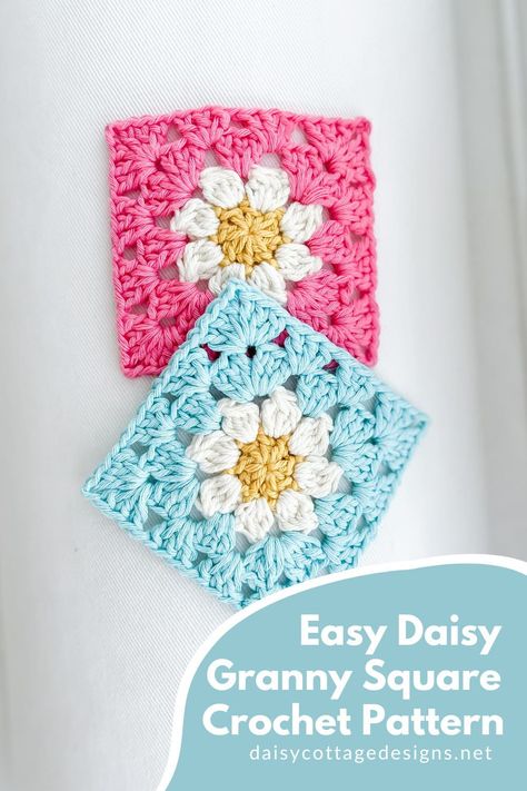 Crochet Flower Granny Square Pattern, Daisy Granny Square, Granny Square Pattern Free, Crochet Flower Squares, Crochet Granny Squares, Gorgeous Crochet, Granny Square Crochet Patterns Free, Crochet Daisy, Crochet Granny Square