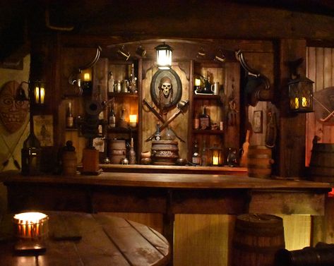 Bar/Pirate Tavern Pirate Bar Ideas, Dnd House, Pirate Tavern, Fantasy Tavern, Pirate Bar, Tavern Decor, Pirate Cove, Dnd Room, Ship Pirate