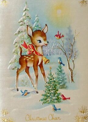 Vintage Christmas Deer, Christmas Name Tags, Retro Christmas Cards, Vintage Christmas Images, Vintage Deer, Holiday Stickers, Christmas Poster, A Deer, Victorian Christmas