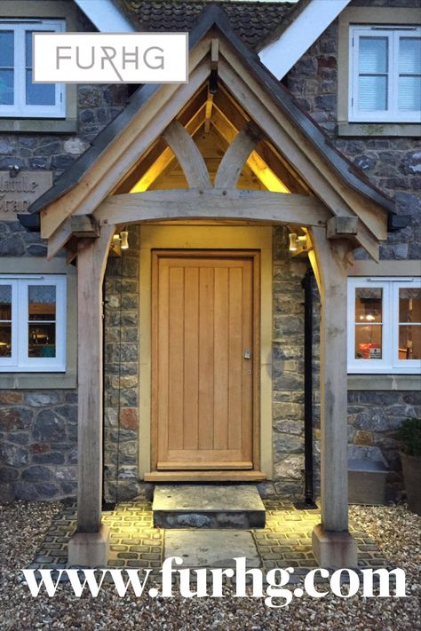 We build all our oak porch kits to size and spec. Get in touch with us to discuss your design and measurements Oak Porch, Sas Entree, Timber Frame Porch, Front Door Canopy, Cottage Front Doors, Porch Canopy, Porch Kits, Oak Framed Buildings, Porch Styles