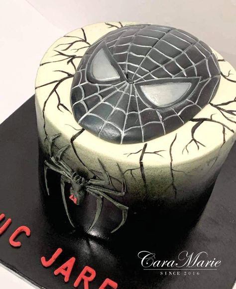 Black Spiderman Birthday Cake, Black Spider Man Cake, Black Spiderman Cake, Panthers Cake, Man Cakes, Spiderman Noir, Spiderman Birthday Cake, 6th Birthday Cakes, Anchor Tattoo Design