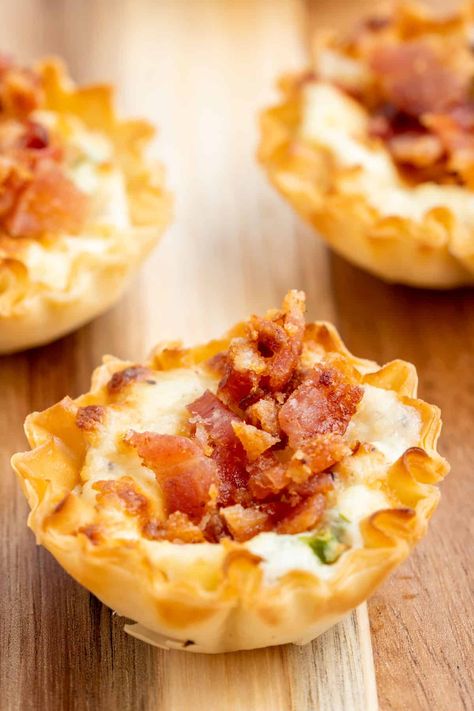 Bacon And Cheese Phyllo Cups - Salt & Spoon Bacon Pimento Cheese, Phyllo Appetizers, Cup Recipes, Flavored Cream Cheeses, Phyllo Cups, Salt Spoon, Stuffed Jalapenos With Bacon, Pimento Cheese, Great Appetizers