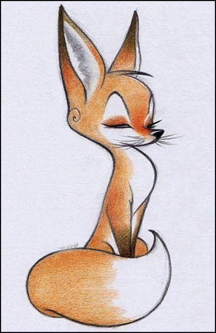 Animal Drawing Ideas, Fox Drawing, Images Kawaii, Animal Drawing, Animal Sketches, Cute Easy Drawings, Cute Little Drawings, Kawaii Drawings, Doodle Drawings